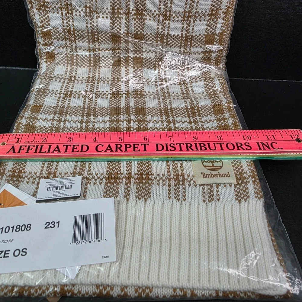 Timberland Plaid Scarf T101808 231 Wheat White OS New